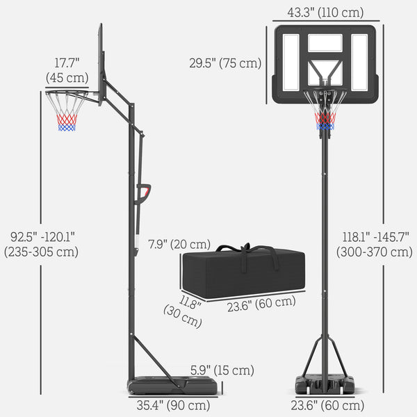 Panier de basket portable avec poids libre, roulettes et base remplissable