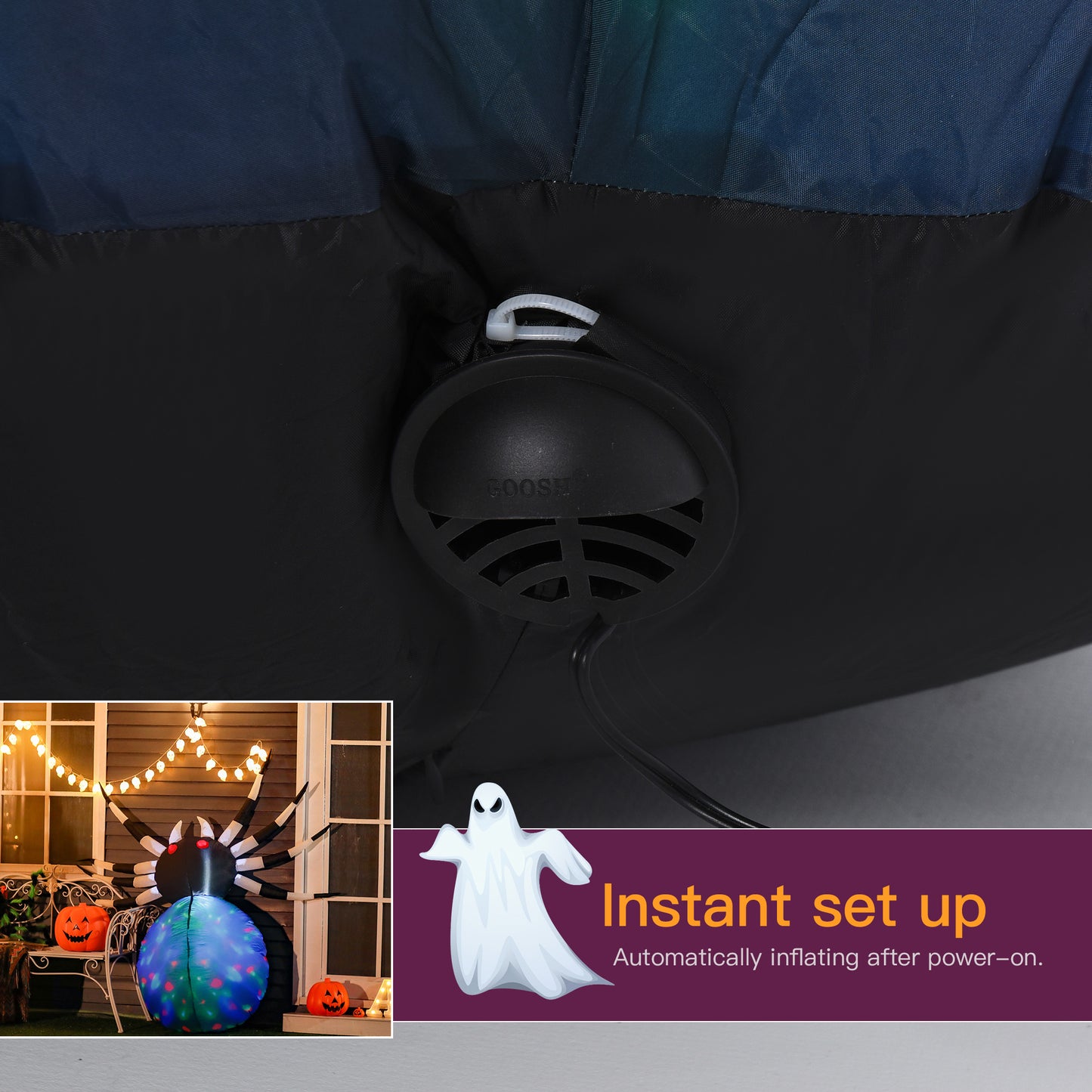 Halloween géant effrayante araignée gonflable 1,5 m soufflée à l'air avec éclairage LED