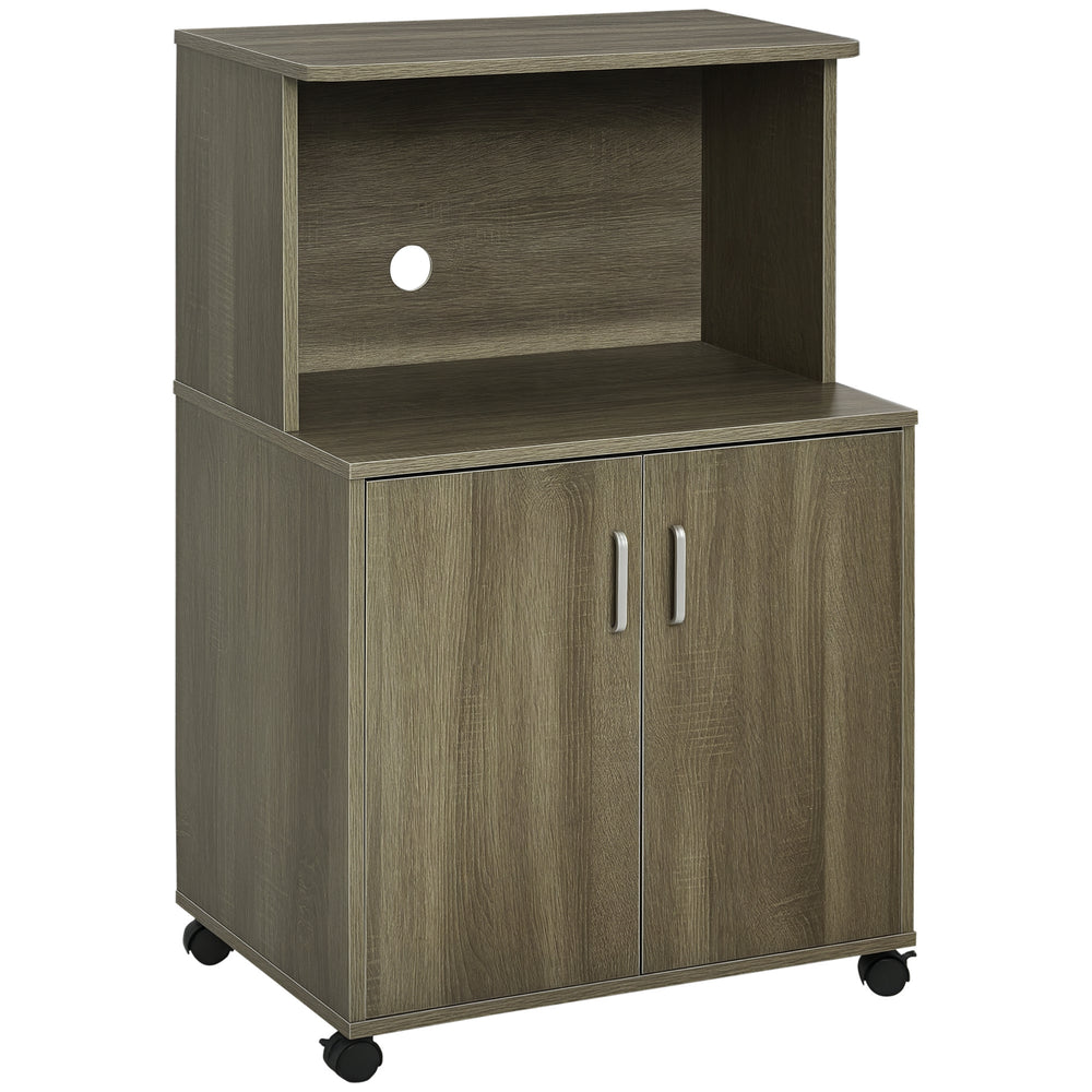 Microwave trolley on wheels, gray-brown