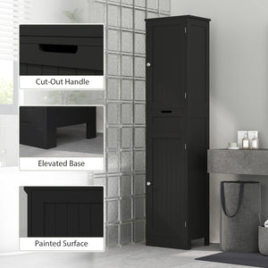 Meuble de salle de bain autoportant avec tiroir et 2 portes, noir