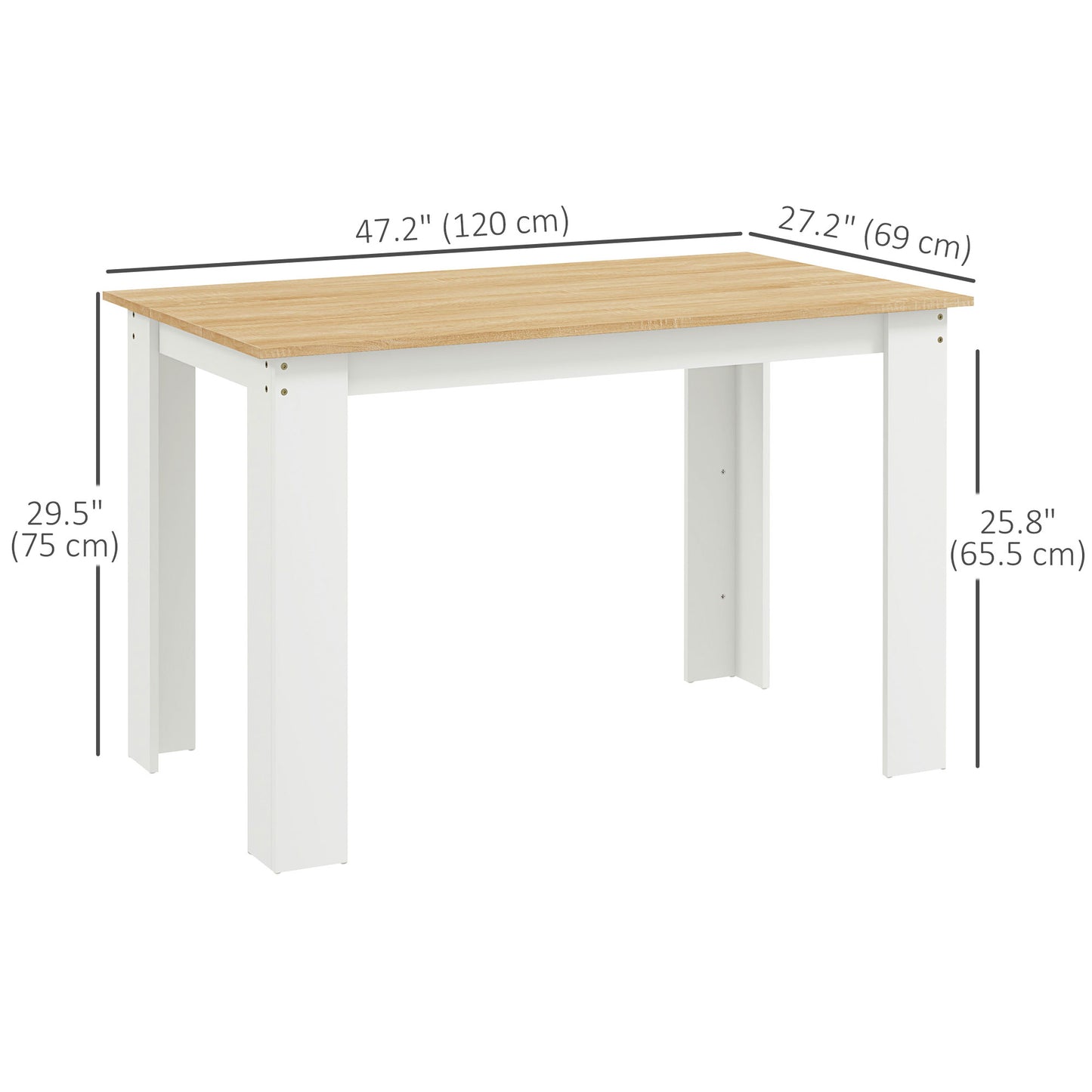 HOMCOM kitchen table for 4 to 6 people, dining table with veneered top, oak