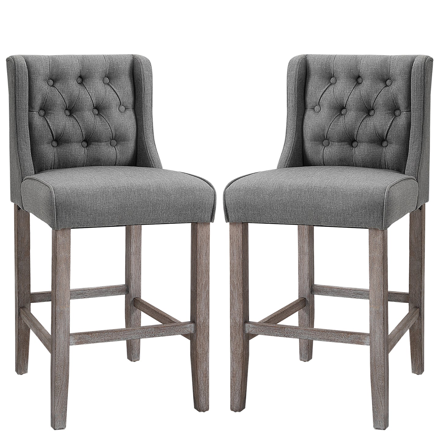Lot de 2 tabourets de bar capitonnés, gris