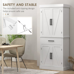 Garde-manger de style campagnard avec 4 portes de grange, blanc