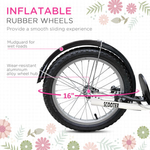 Trottinette avec guidon réglable avec 2 freins, panier porte-gobelet, rose
