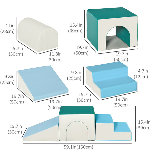 Blocs d'escalade en mousse, bleu/vert