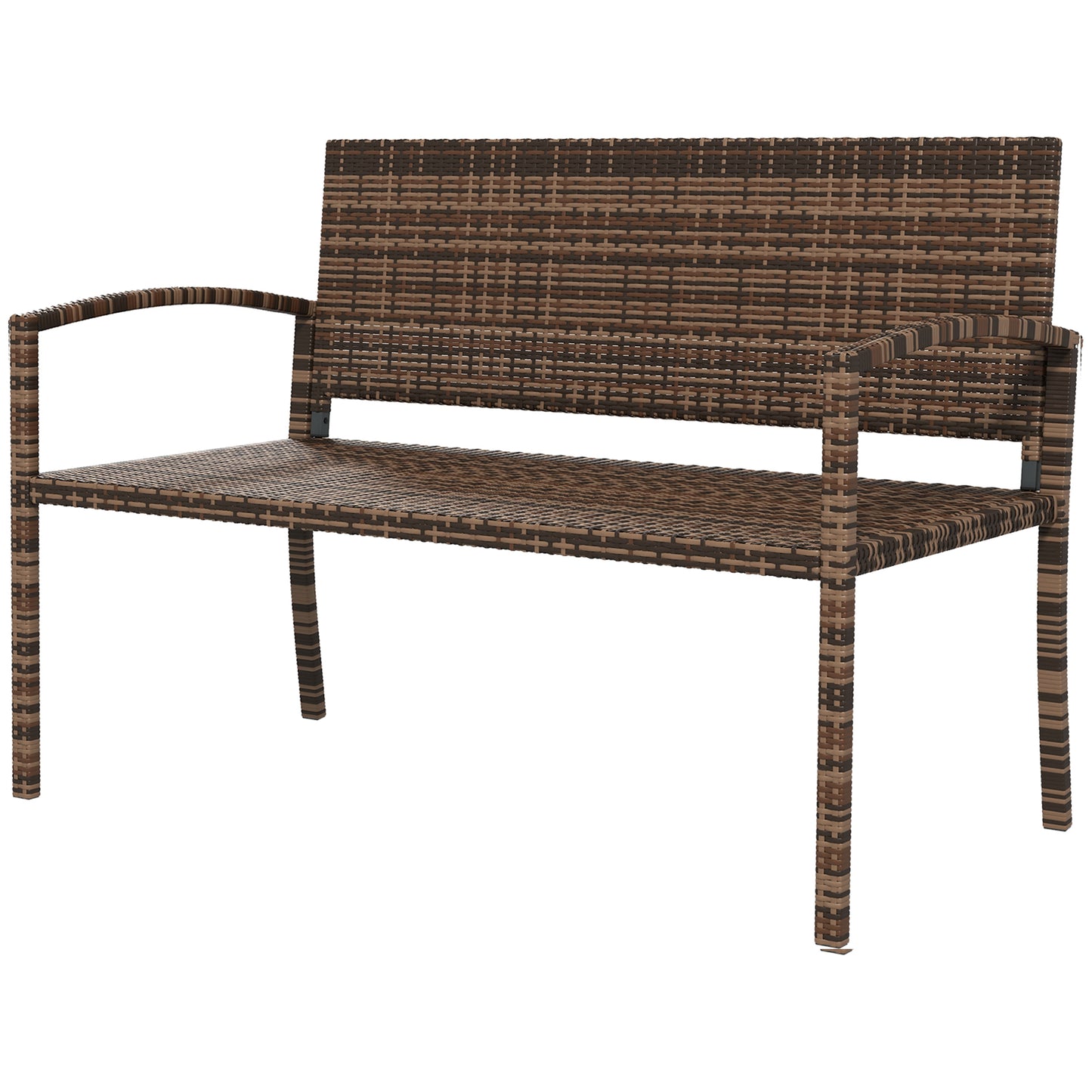 Fauteuil de jardin en rotin et osier avec accoudoirs - Marron