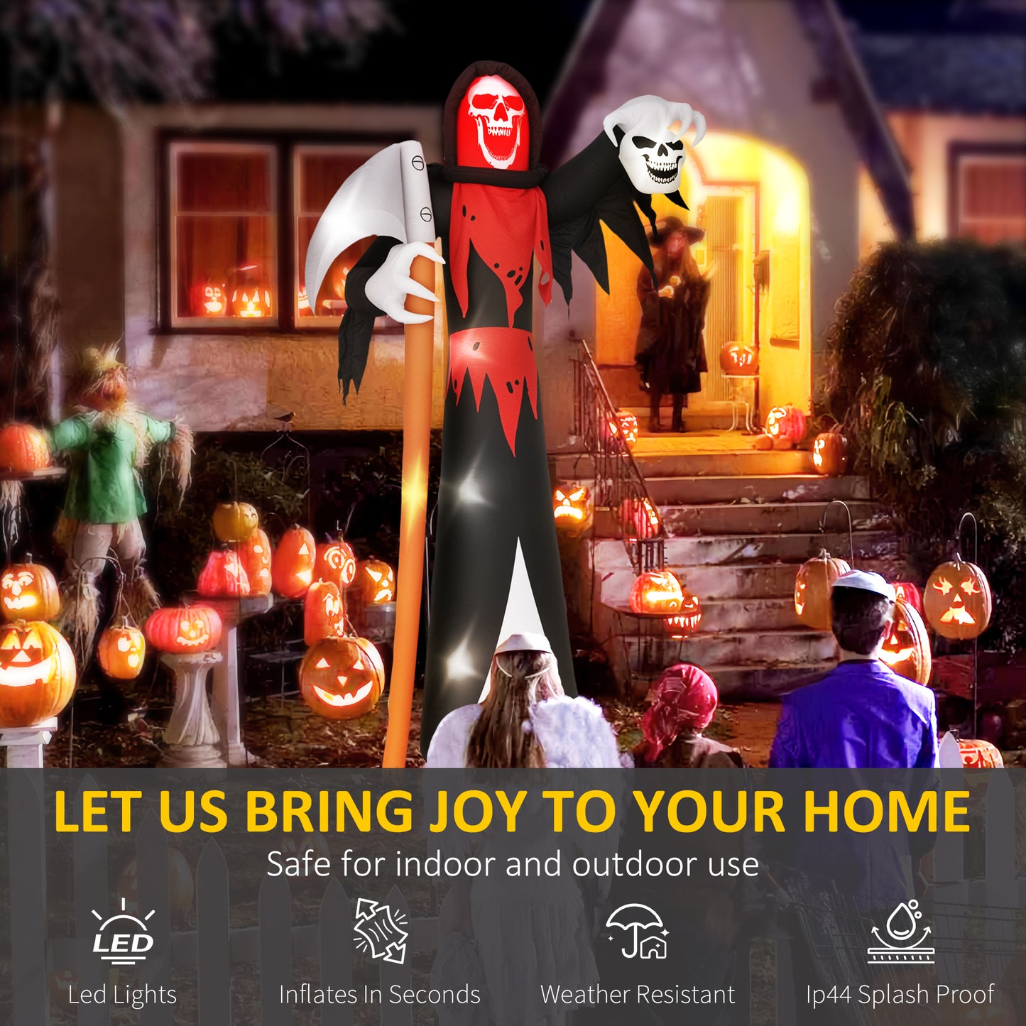 Faucheuse gonflable d'Halloween de 3,6 m gonflable avec lumières intégrées pour fête d'Halloween