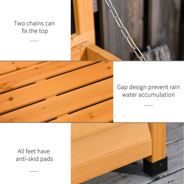 Coffre de rangement en bois de 75 gallons avec fente d'aération et finition résistante aux intempéries, jaune