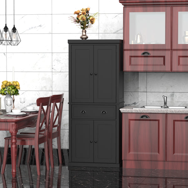 Armoire de cuisine haute avec tiroir et étagères réglables, noir