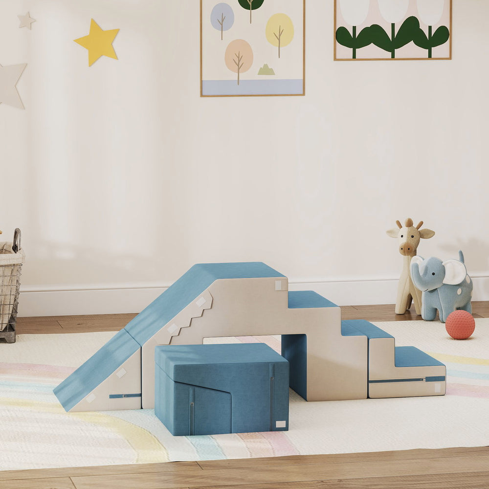 Blocs d'escalade en mousse 2 pièces avec housse amovible bleu