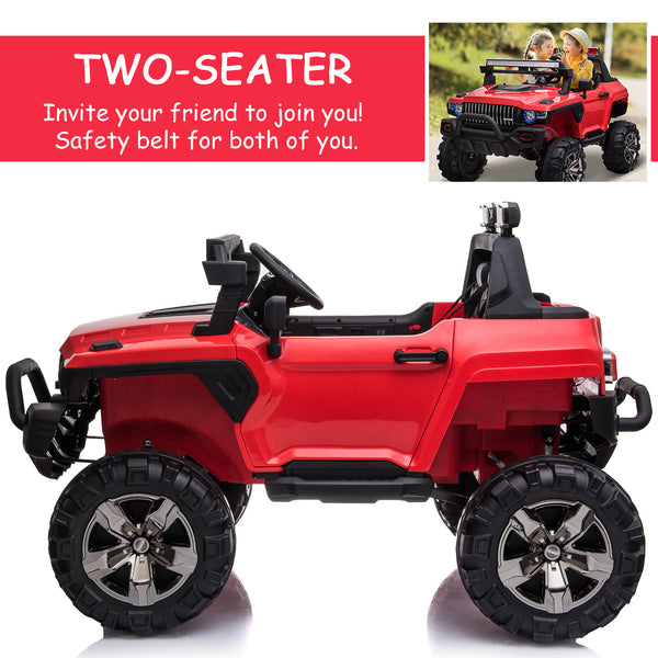 2-seater 12V electric police car with remote control, red