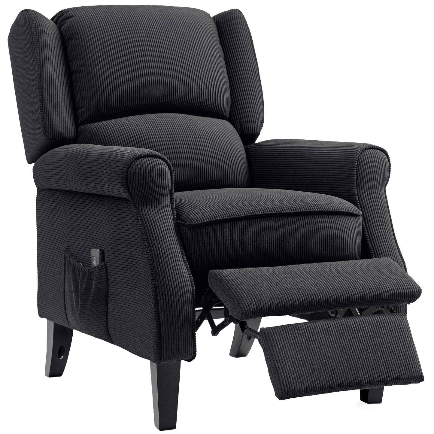 Fauteuil de massage par vibrations pour salon, avec repose-pieds extensible, télécommande, poche, noir