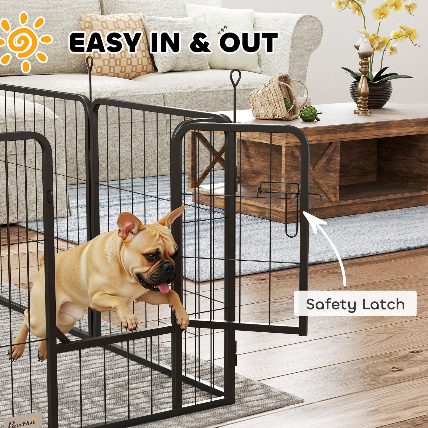 Dog Playpen, 16 Panels with Straps, Portable & DIY, for Small Dogs, for Yard, RV, Garden, 24" Height