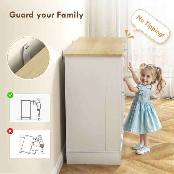 Buffet moderne avec tiroir, étagère réglable, 3 portes, pour salle à manger, blanc