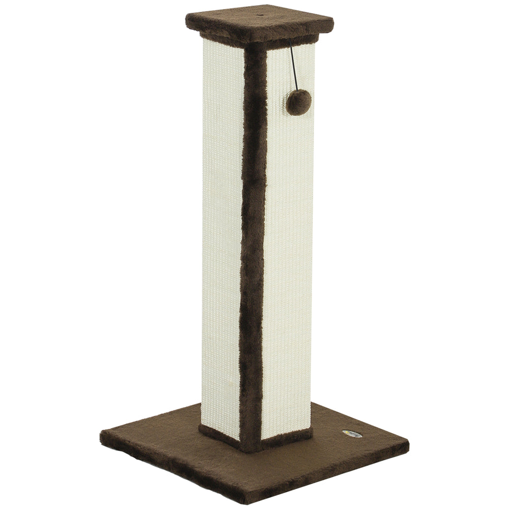 81cm High Cat Tree, Scratching Post with Hanging Ball and Soft Plush, Brown
