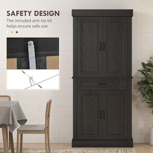 Garde-manger avec 4 portes et 2 armoires, noir vieilli