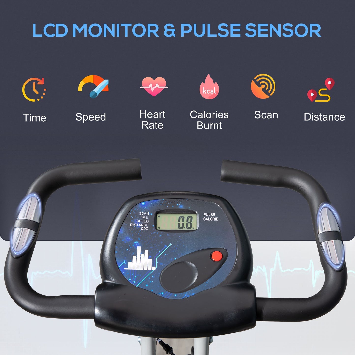 Vélo d'appartement pliable avec 8 niveaux de résistance magnétique, pour entraînement cardio, noir