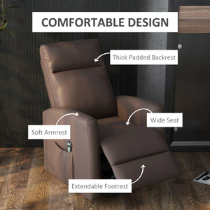 Fauteuil inclinable releveur électrique avec télécommande et poche latérale, marron