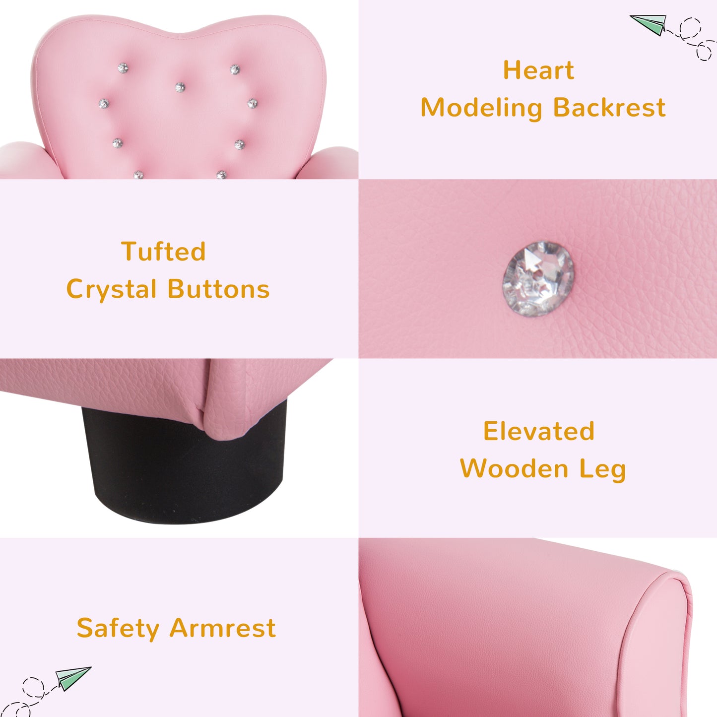 Fauteuil rembourré capitonné inclinable, Rose