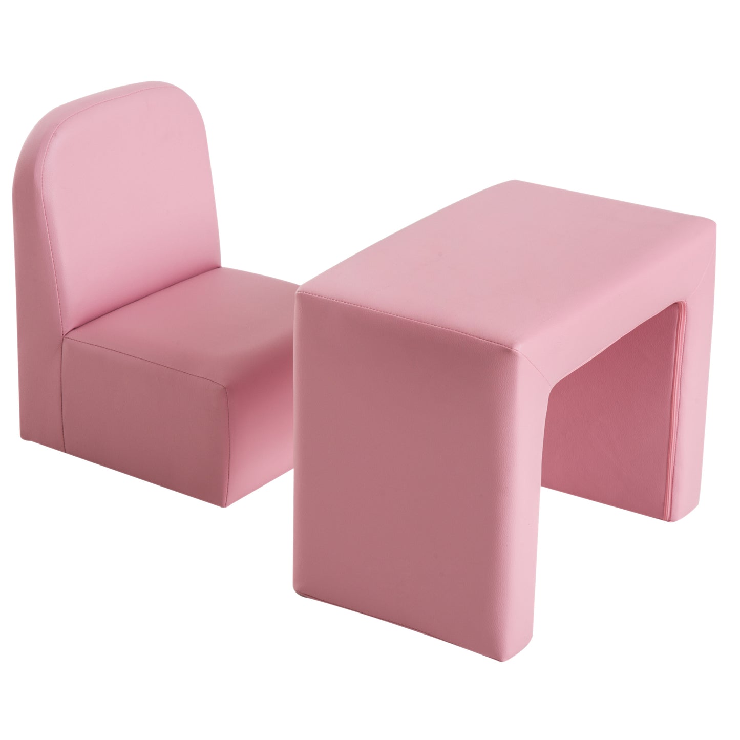 Canapé pour enfants, table et chaise multifonctionnelle 2 en 1 pour tout-petits de 3 à 9 ans, rose