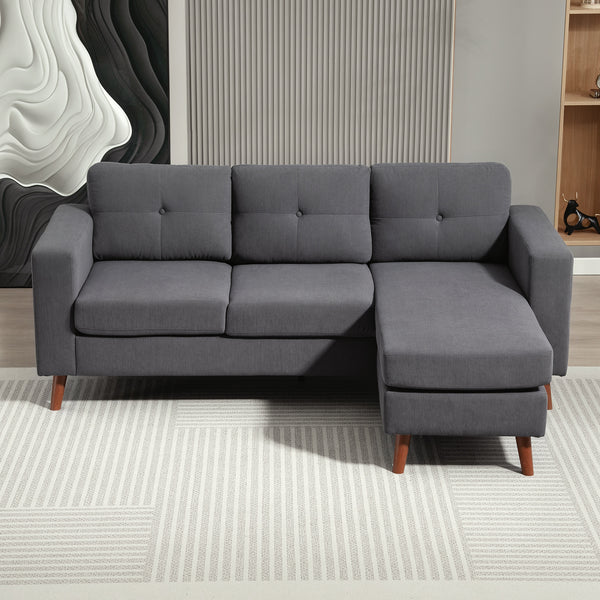 Canapé sectionnel avec méridienne convertible, gris foncé