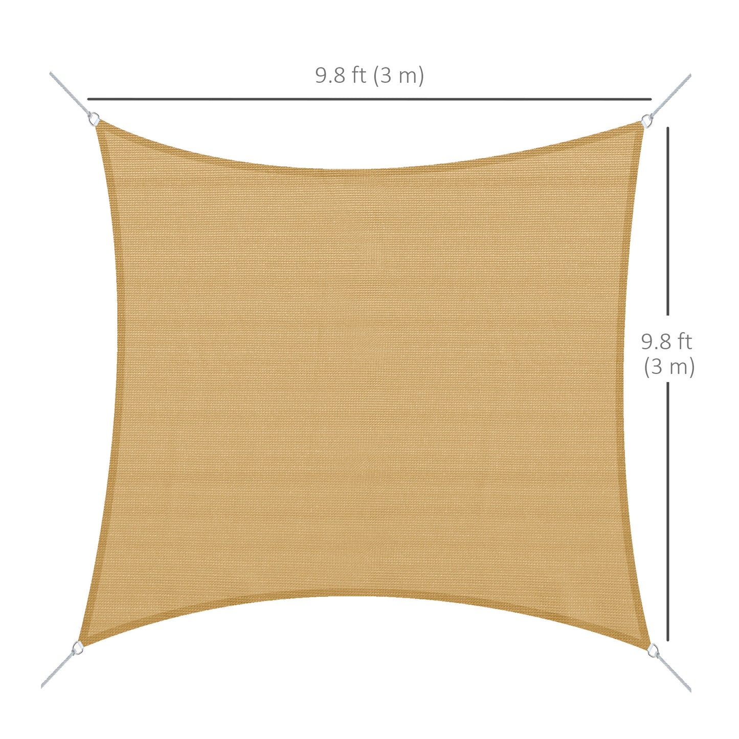Voile d’ombrage rectangulaire extérieur – 9,8’ x 9,8’ avec sac de transport, sable