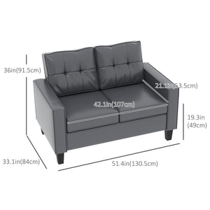 Causeuse en cuir synthétique rembourré avec accoudoirs, gris