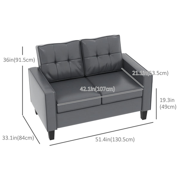Causeuse en cuir synthétique rembourré avec accoudoirs, gris