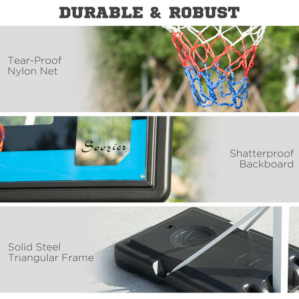 Panier de basket réglable avec panneau arrière robuste et base lestée