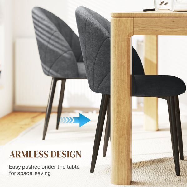 Set of 4 Modern Upholstered Dining Chairs with Metal Legs, Black