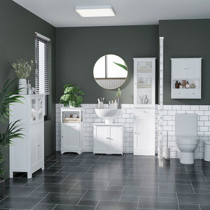 Armoire murale de salle de bain avec étagère, blanc
