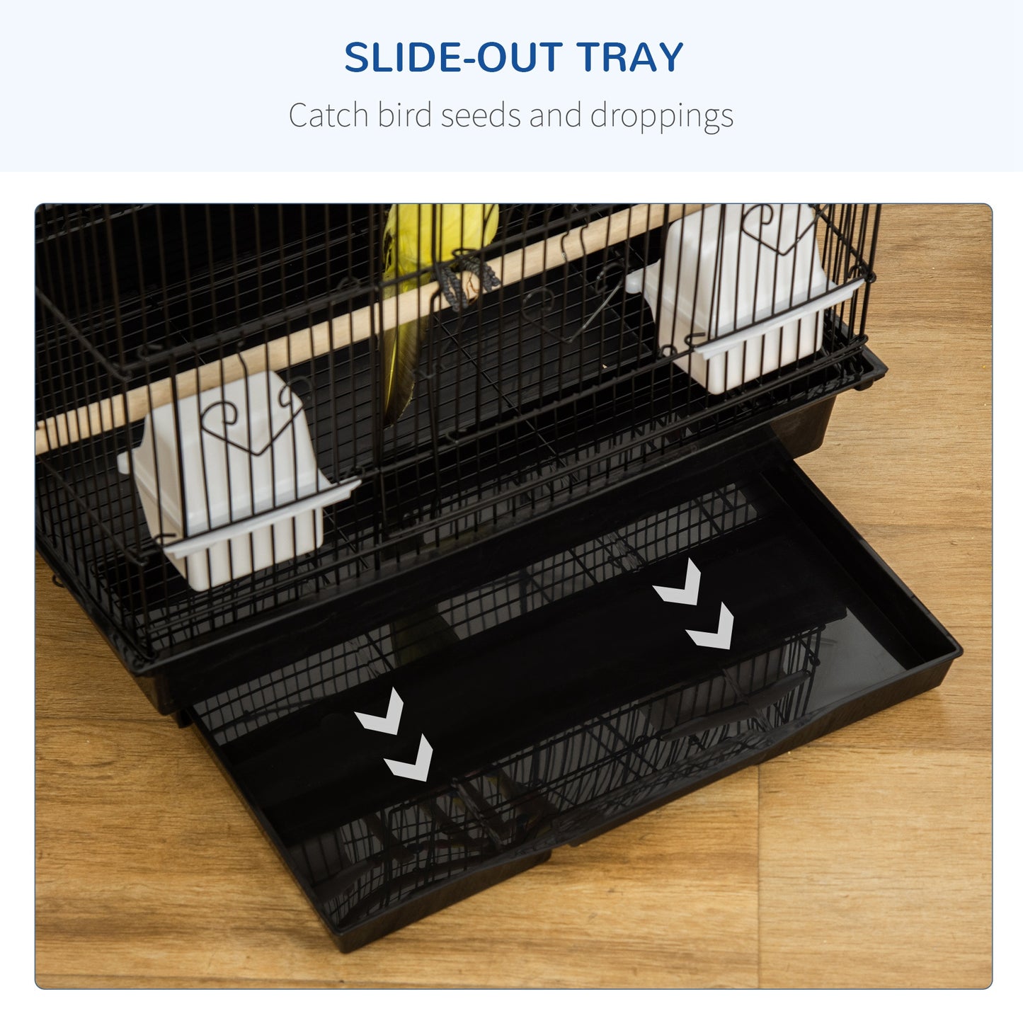 Bird cage for parakeets, cockatiels, conures and small birds