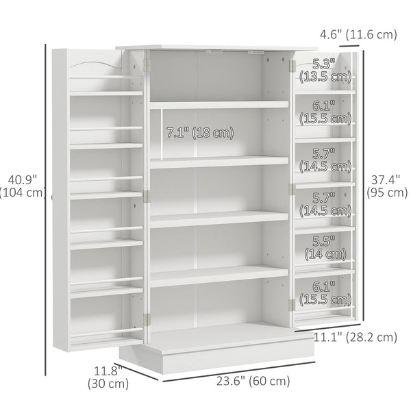 Armoire de rangement avec étagères réglables et rangement à épices, blanc