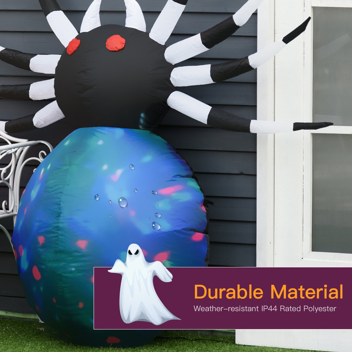 Halloween géant effrayante araignée gonflable 1,5 m soufflée à l'air avec éclairage LED