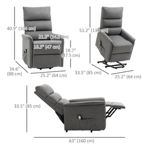 Fauteuil releveur pour personnes âgées inclinable électrique avec télécommande, gris foncé
