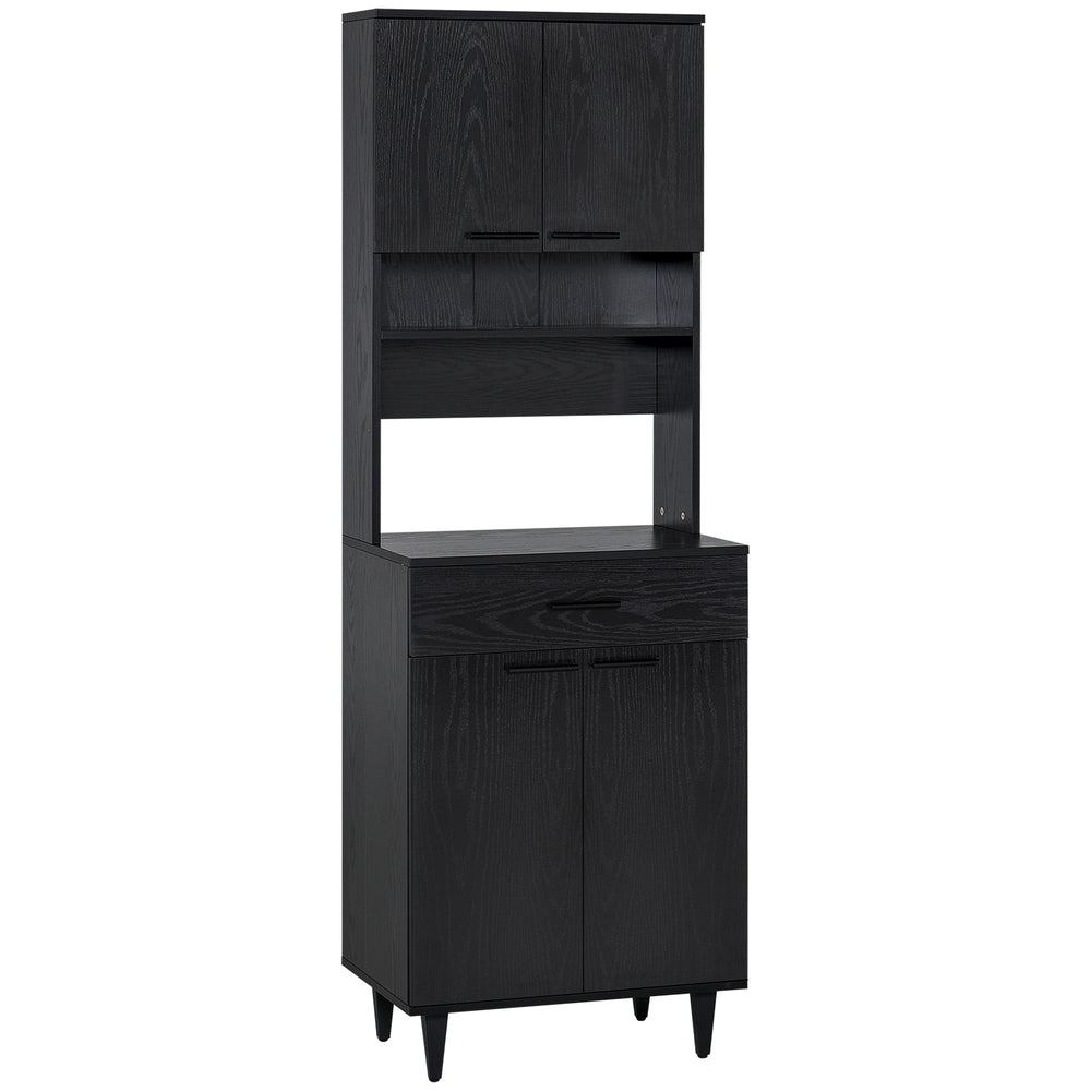Buffet de cuisine avec comptoir micro-ondes, noir