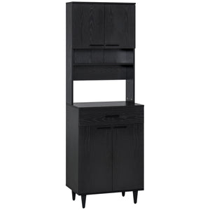 Buffet de cuisine avec comptoir micro-ondes, noir
