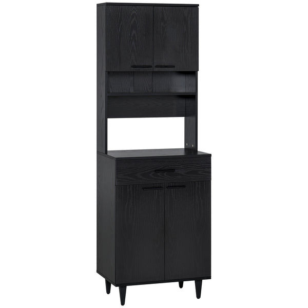Buffet de cuisine avec comptoir micro-ondes, noir