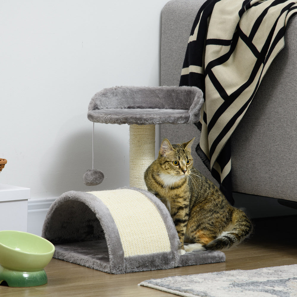 43cm Cat Tree with Hanging Toy, Grey