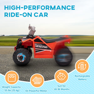 6V Quad for children with wear-resistant wheels, red
