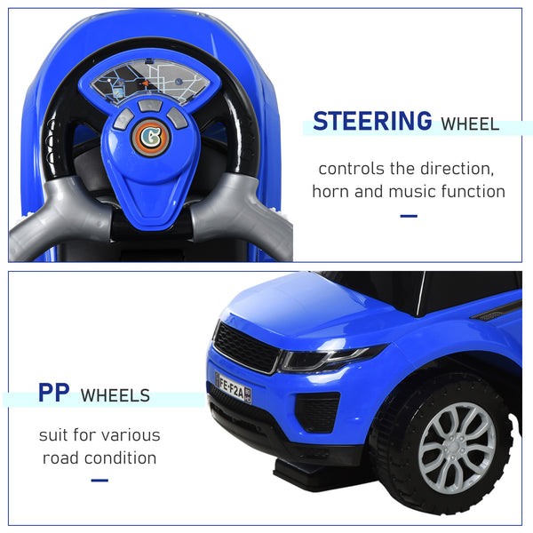 Voiture à pousser pour bambin 2 en 1, bleu