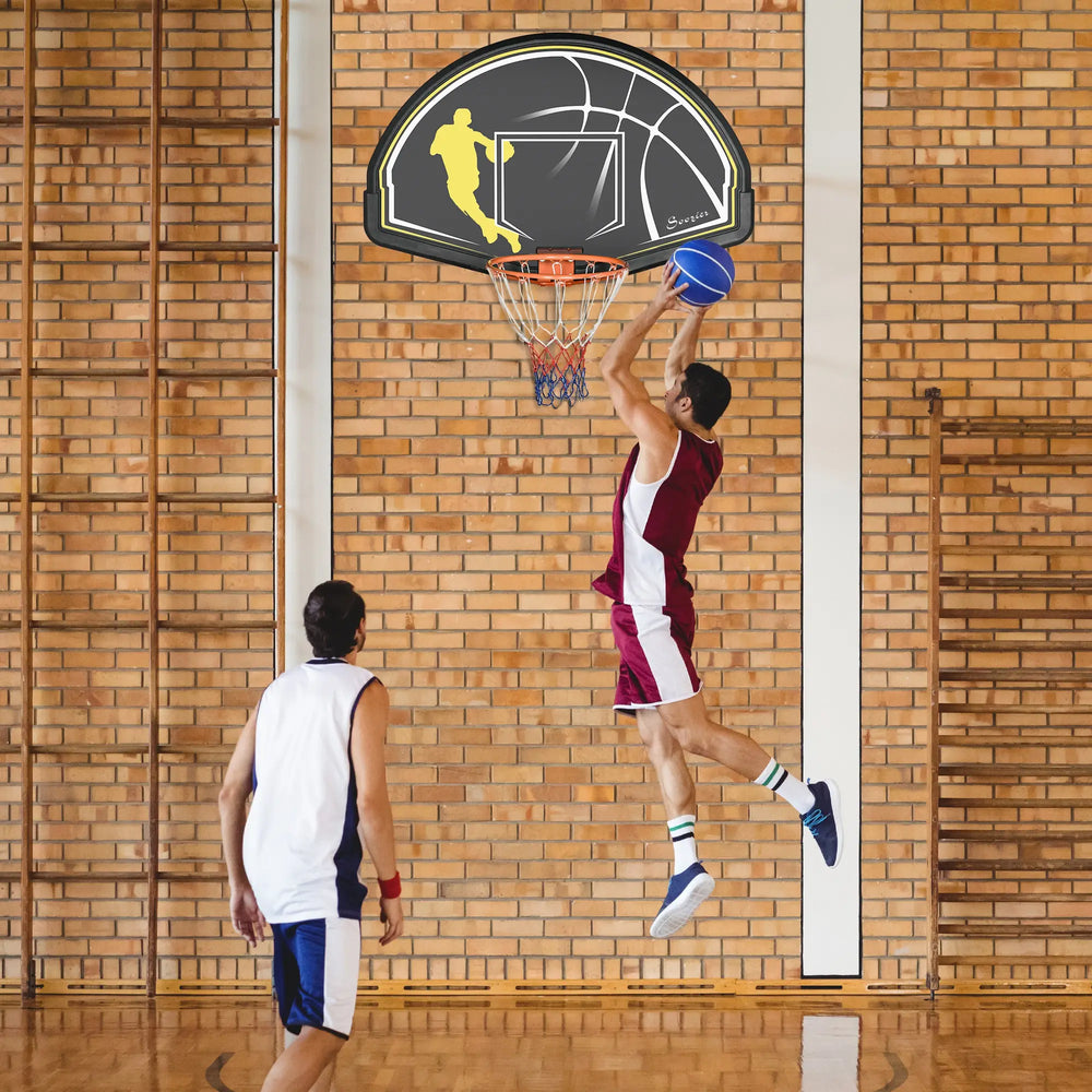 Panier de basketball mural extérieur avec anneau métallique et planche résistante, idéal pour tous les âges