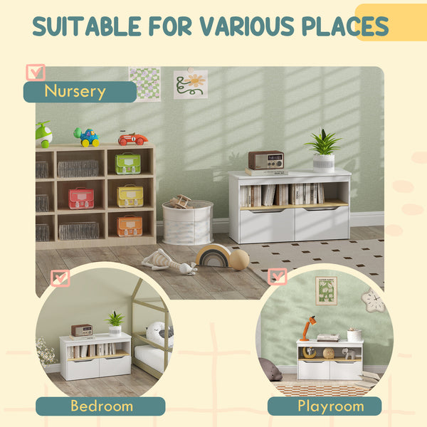 Bibliothèque avec 2 tiroirs et grande étagère, blanc