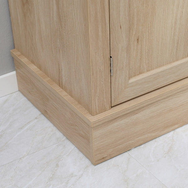 Armoire de cuisine moderne avec portes, étagères ouvertes et réglables, chêne