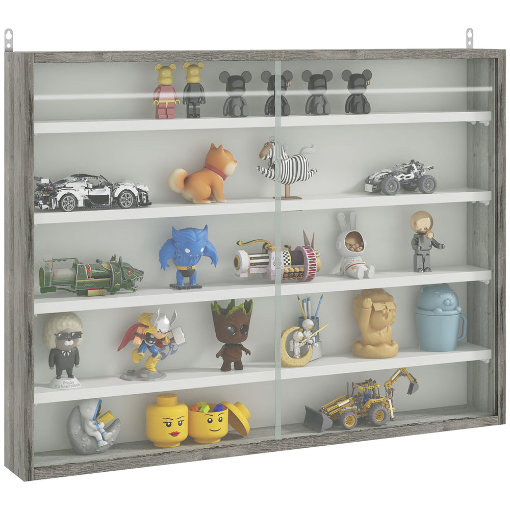 5-Tier Glass Display Cabinet with 2 Glass Doors and 4 Adjustable Shelves, White
