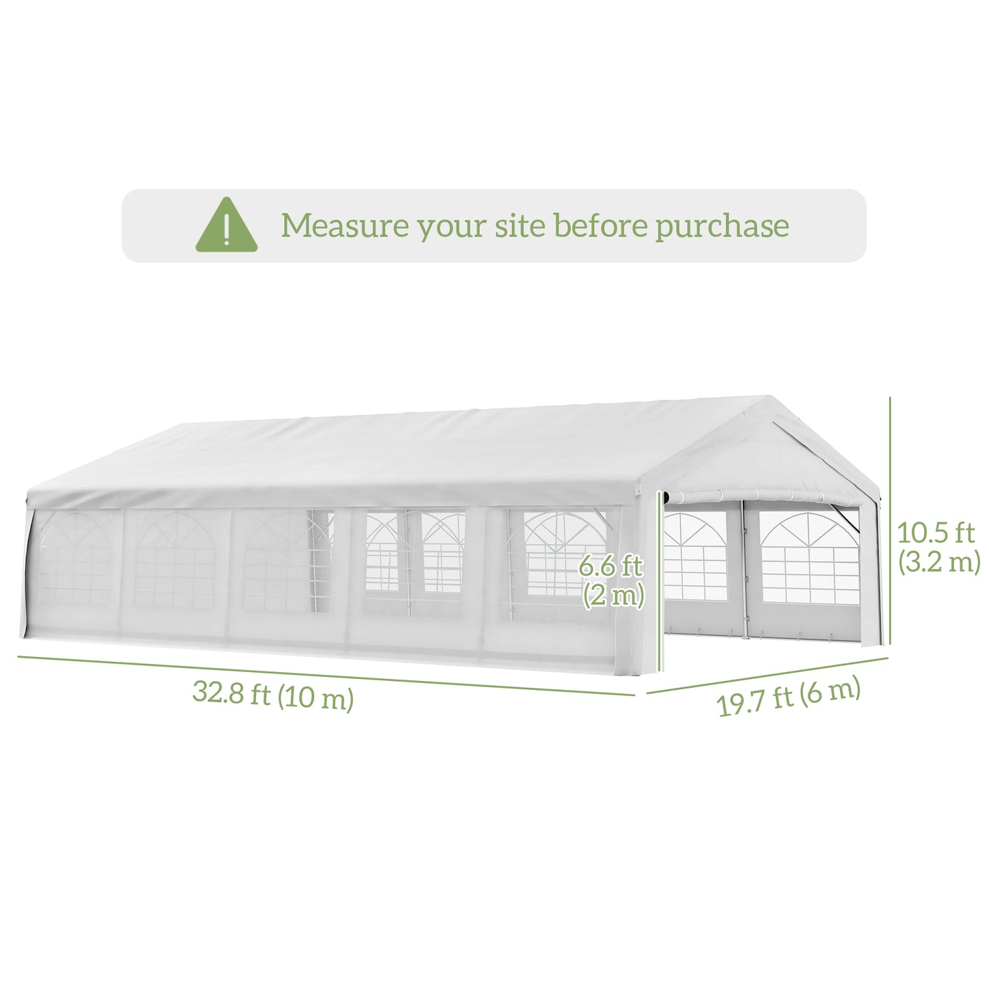 8.9 x 5 m Outdoor Party Tent with Removable Walls White