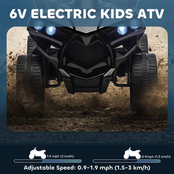 6V Electric Mountain Bike with Music and LED Headlights, Black