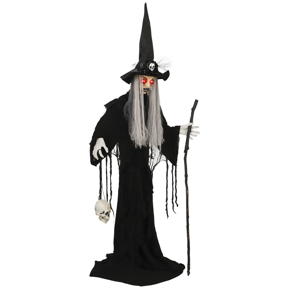 Standing witch, voice-activated accessory, sound-activated moving head and flashing eyes