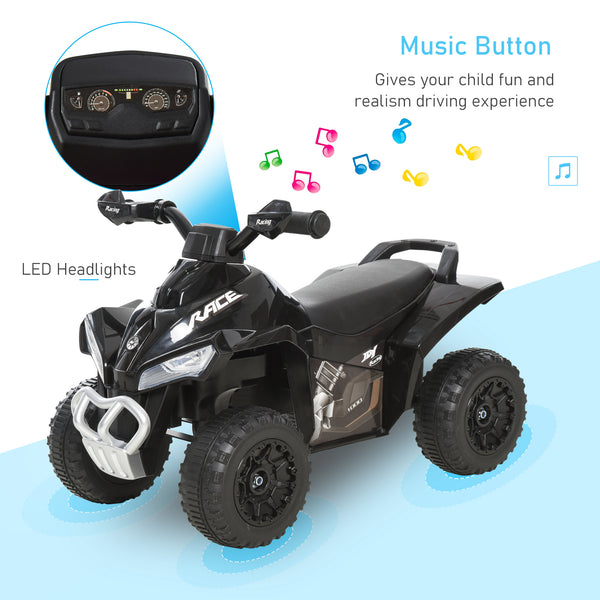 VTT à pousser pour bambins avec musique et éclairage, noir