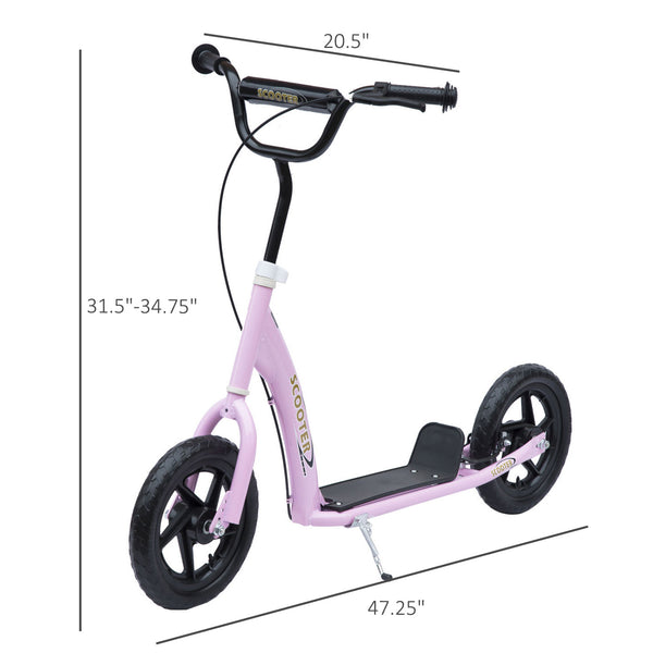 Trottinette pour enfants style vélo avec pneu de 12 pouces, rose